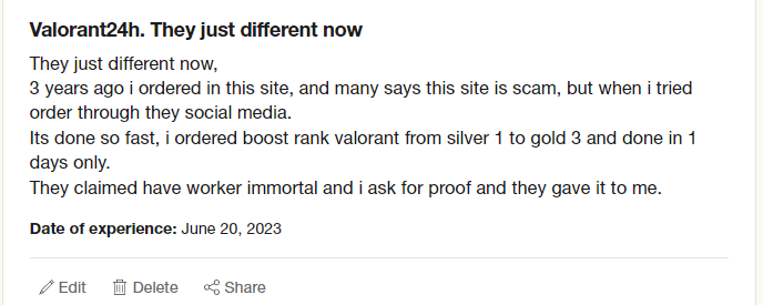 Valorant24h boosting service